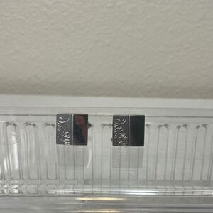 Vintage Silver‎ Tone Square Cufflinks with Engraved Design